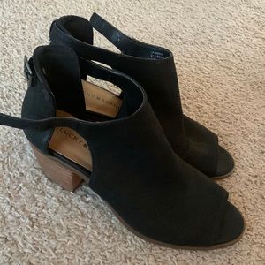 Size 9.5 Black Lucky Brand Open-Toe Heels
